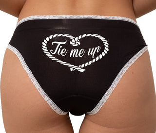 Tie Me Up - Cute Rope Design Bikini - Black with White Lace