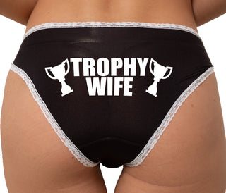 Trophy Wife Award Bikini - Black with White Lace