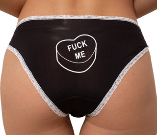 Valentines Day Candy - Fuck Me Bikini - Black with White Lace