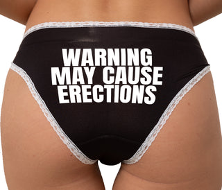 Warning May Cause Erections Bikini - Black with White Lace