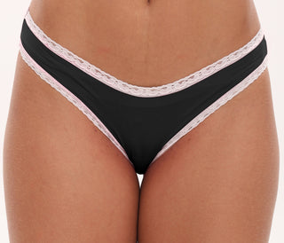 Brat Daddys Naughty Girl Label Bikini - Black with White Lace