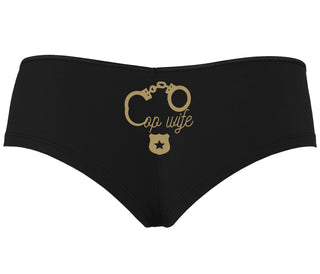 Cop Wife - Cute Handcuffs - Black Boyshort