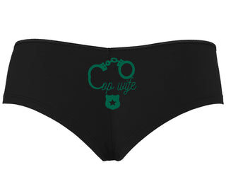 Cop Wife - Cute Handcuffs - Black Boyshort