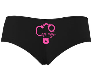 Cop Wife - Cute Handcuffs - Black Boyshort
