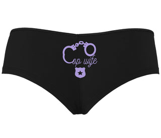 Cop Wife - Cute Handcuffs - Black Boyshort