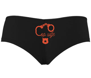 Cop Wife - Cute Handcuffs - Black Boyshort