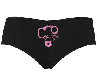 Cop Wife - Cute Handcuffs - Black Boyshort