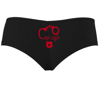 Cop Wife - Cute Handcuffs - Black Boyshort