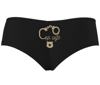Cop Wife - Cute Handcuffs - Black Boyshort