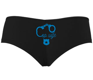 Cop Wife - Cute Handcuffs - Black Boyshort