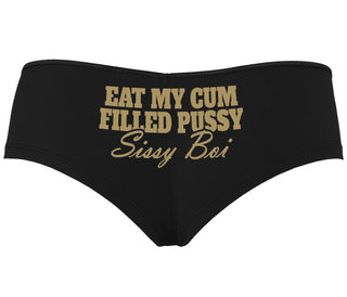 Eat My Cum Filled Pussy Sissy Boi - Black Boyshort