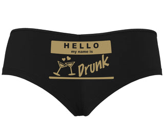 Hello My Name Is Drunk - Black Boyshort
