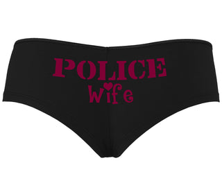 Police Wife Stencil Design - Black Boyshort