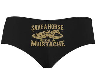 Save A Horse Ride A Mustache - Black Boyshort