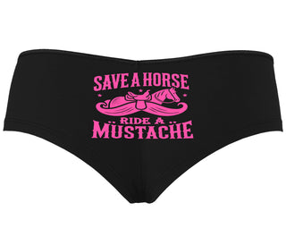 Save A Horse Ride A Mustache - Black Boyshort