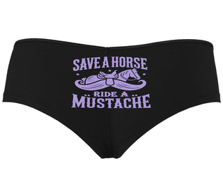 Save A Horse Ride A Mustache - Black Boyshort