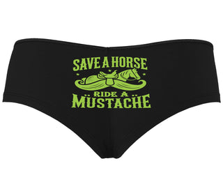 Save A Horse Ride A Mustache - Black Boyshort