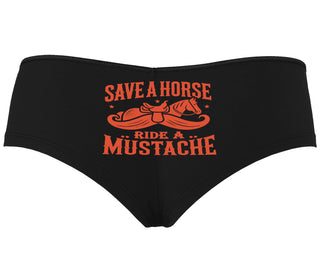 Save A Horse Ride A Mustache - Black Boyshort