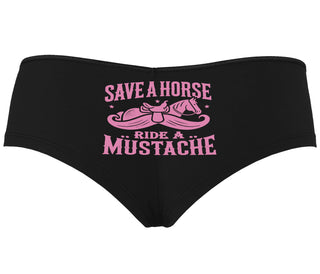 Save A Horse Ride A Mustache - Black Boyshort