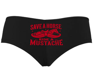 Save A Horse Ride A Mustache - Black Boyshort