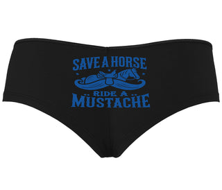 Save A Horse Ride A Mustache - Black Boyshort