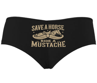 Save A Horse Ride A Mustache - Black Boyshort