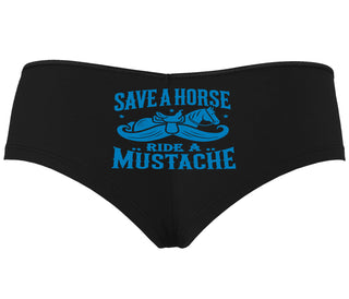 Save A Horse Ride A Mustache - Black Boyshort