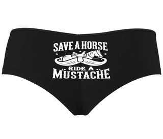 Save A Horse Ride A Mustache - Black Boyshort