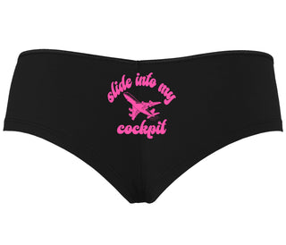 Slide Into My Cockpit - Black Boyshort