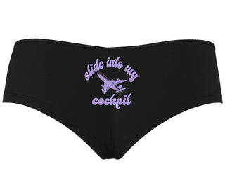 Slide Into My Cockpit - Black Boyshort