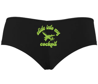 Slide Into My Cockpit - Black Boyshort