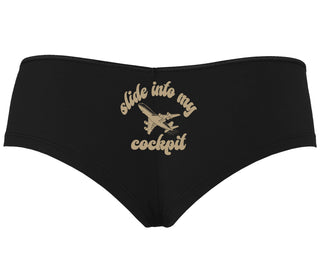 Slide Into My Cockpit - Black Boyshort