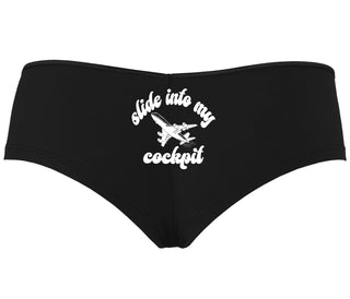 Slide Into My Cockpit - Black Boyshort
