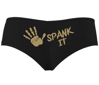 Spank It - Cute Hand Print - Black Boyshort