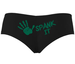 Spank It - Cute Hand Print - Black Boyshort