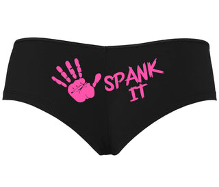 Spank It - Cute Hand Print - Black Boyshort