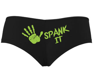 Spank It - Cute Hand Print - Black Boyshort