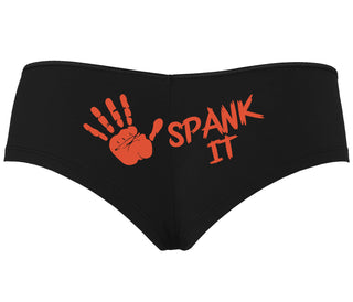 Spank It - Cute Hand Print - Black Boyshort
