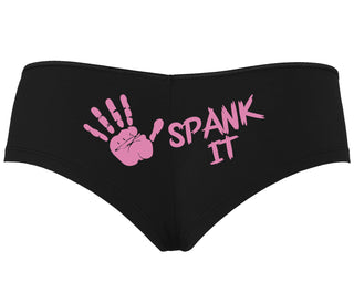 Spank It - Cute Hand Print - Black Boyshort