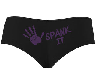 Spank It - Cute Hand Print - Black Boyshort