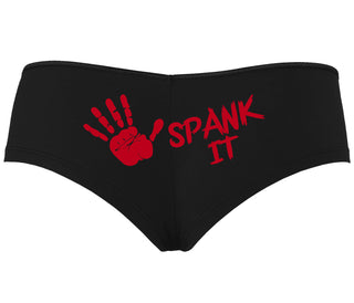 Spank It - Cute Hand Print - Black Boyshort
