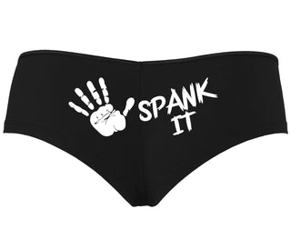 Spank It - Cute Hand Print - Black Boyshort