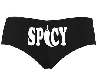 Spicy - Cute Pepper Logo - Black Boyshort