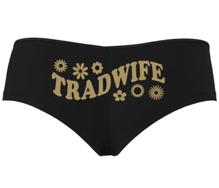 TradWife - Flower Design - Black Boyshort