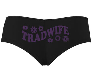TradWife - Flower Design - Black Boyshort