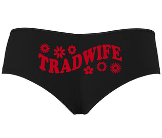 TradWife - Flower Design - Black Boyshort