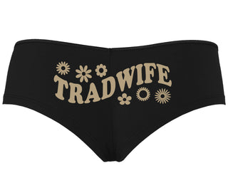 TradWife - Flower Design - Black Boyshort