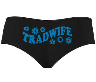TradWife - Flower Design - Black Boyshort