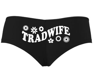 TradWife - Flower Design - Black Boyshort