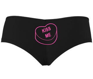 Valentines Day Candy - Kiss Me - Black Boyshort